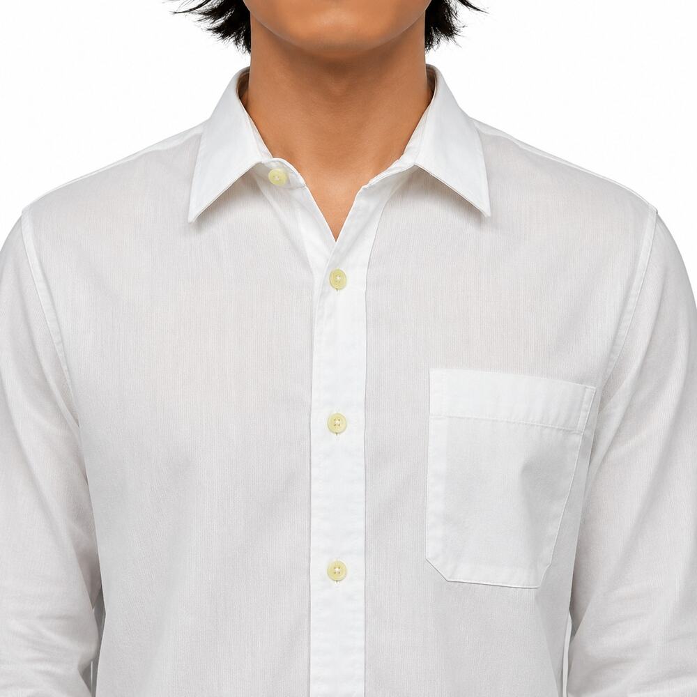 Vintage Cacharel Dress Shirt 16.5 34/35 Long Sleeve Pocket White Striped